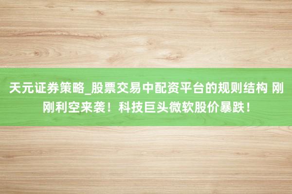 天元证券策略_股票交易中配资平台的规则结构 刚刚利空来袭！科技巨头微软股价暴跌！