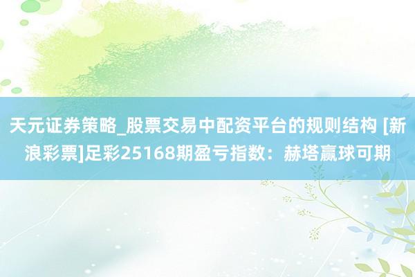 天元证券策略_股票交易中配资平台的规则结构 [新浪彩票]足彩25168期盈亏指数：赫塔赢球可期