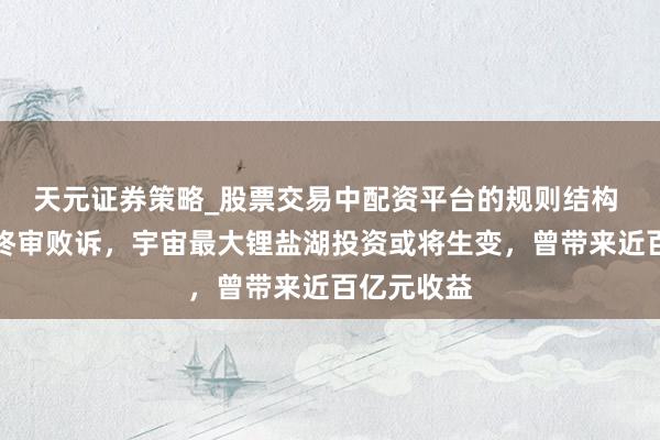 天元证券策略_股票交易中配资平台的规则结构 天都锂业终审败诉，宇宙最大锂盐湖投资或将生变，曾带来近百亿元收益