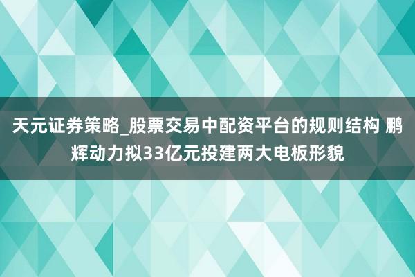 天元证券策略_股票交易中配资平台的规则结构 鹏辉动力拟33亿元投建两大电板形貌